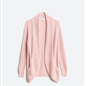 Ballet pink waffle knit cardigan sweater